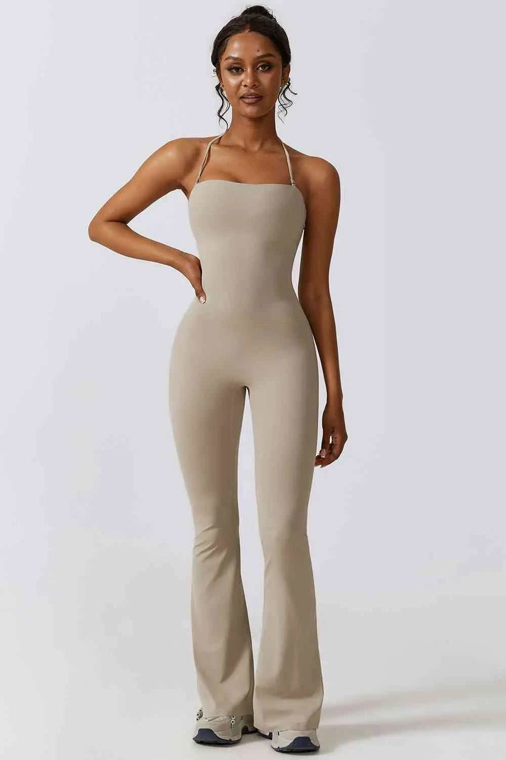 Halter Neck Flare Sport Jumpsuit