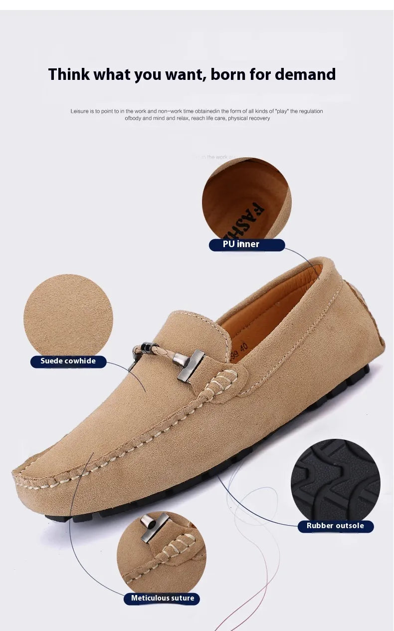 Luxurious Real Cowhide Suede Men's Shoes