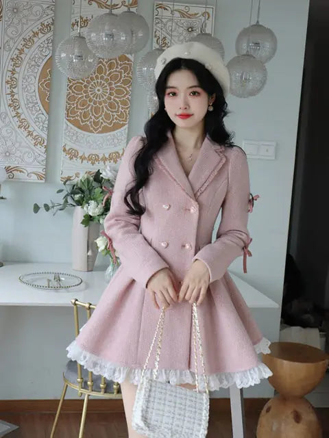 Winter Pink Sweet Elegant Dress