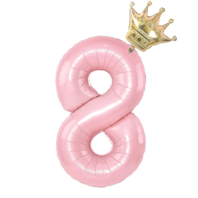 32inch Pastel Foil Number Balloon with Crown