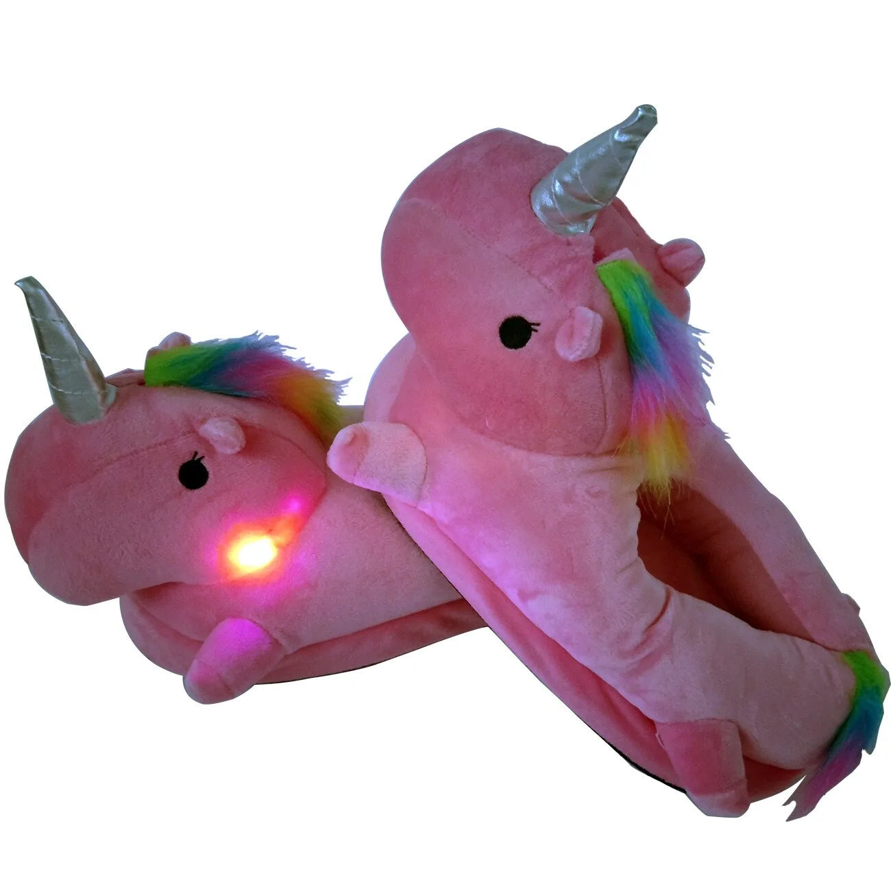 Unicorn Plush Slippers with LED Light