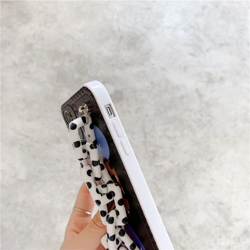 Leopard Print Letter Bracelet Case For Iphones