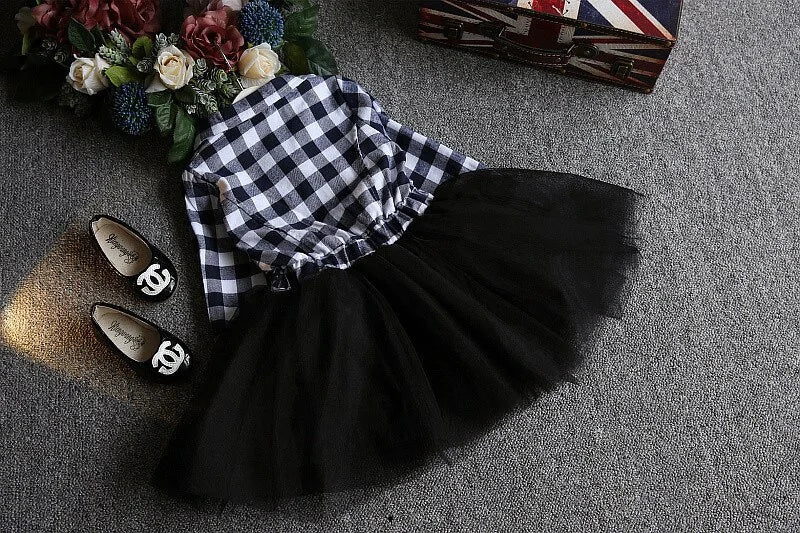 Kid Checked Lace Dress