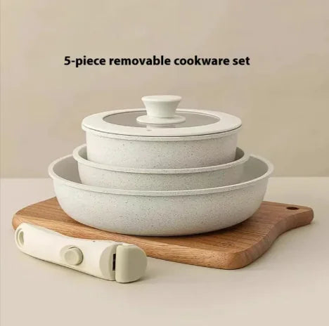 Removable Handle Non-Stick Pot Set with Steamer – Versatile Household Cookware