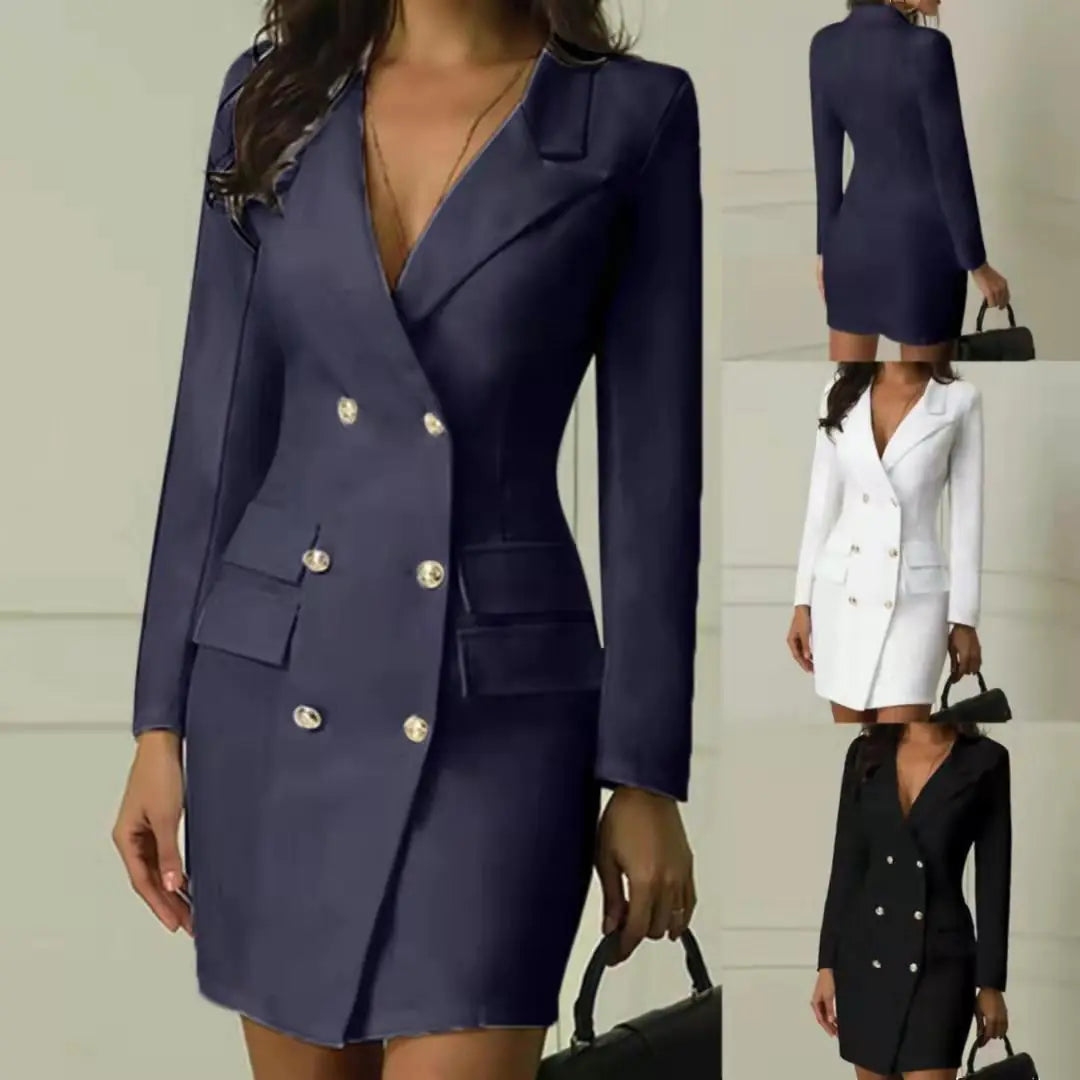 Elegant Double-Breasted Suit Dress