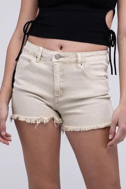 La Miel Acid Washed Frayed Cutoff Shorts