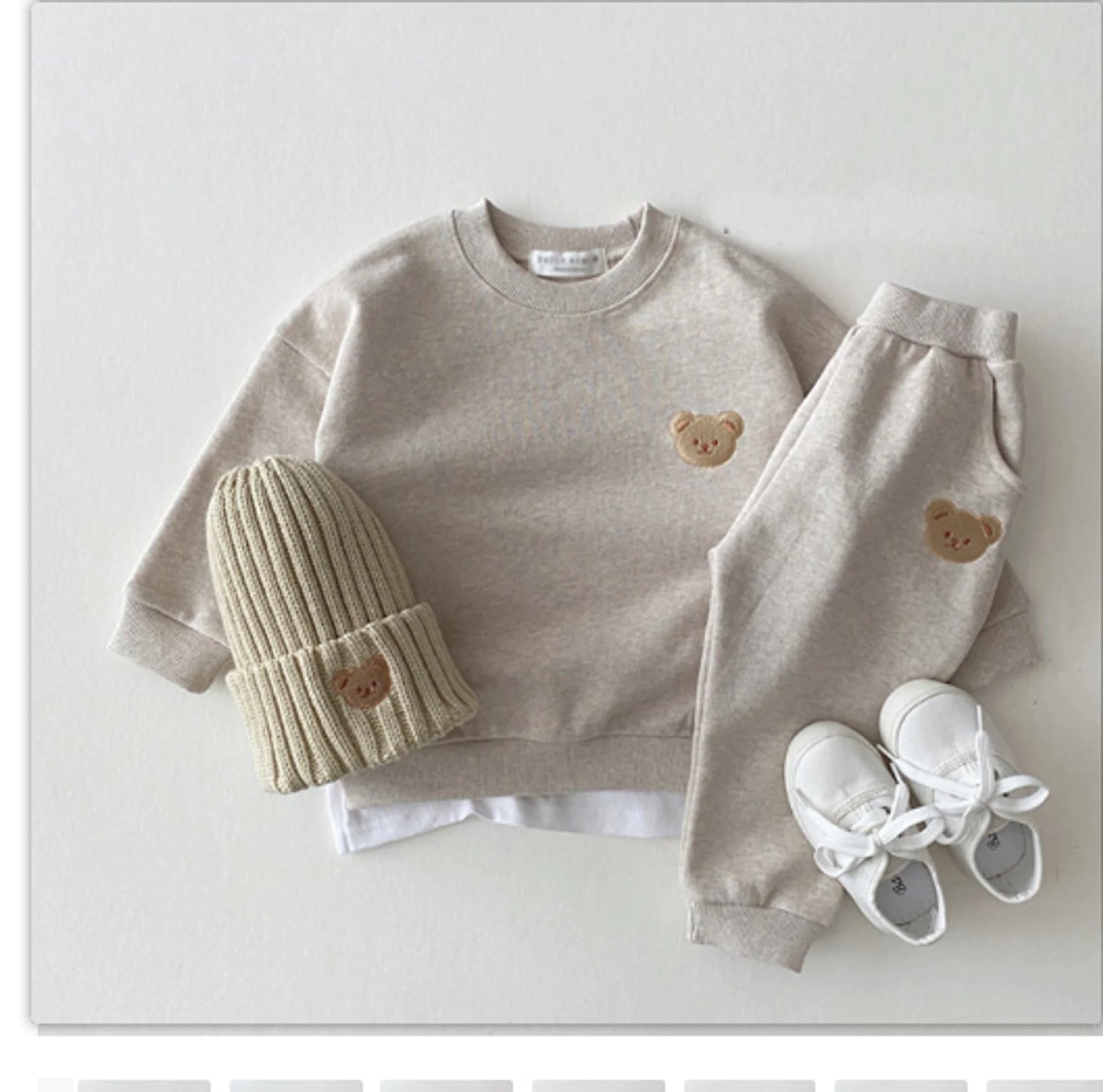 0-2Y Baby Long Sleeve Bear Sweatshirt Romper