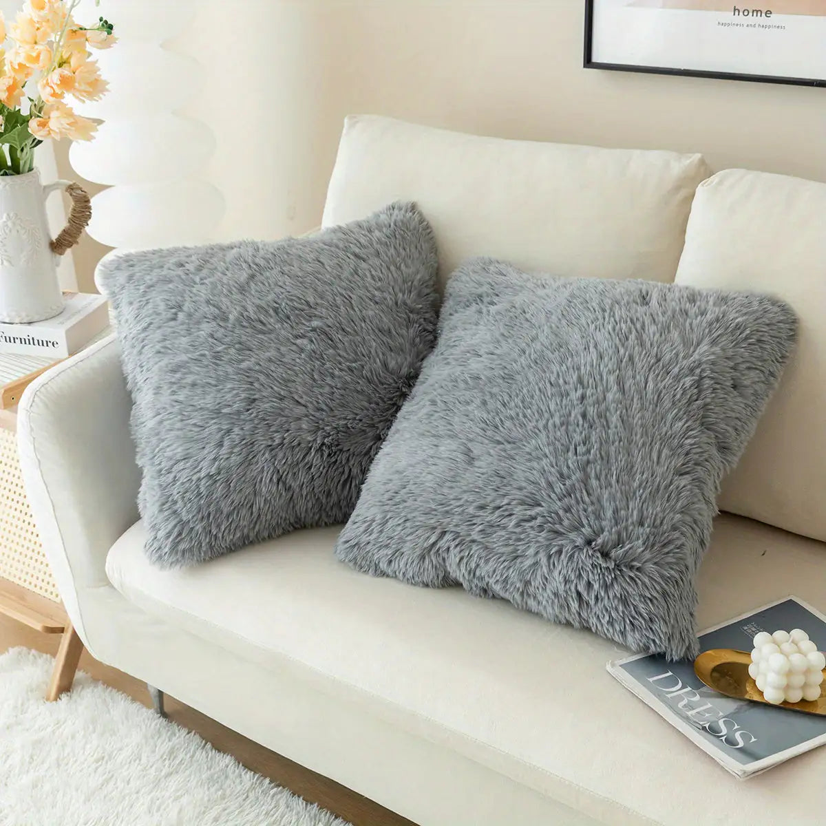 Soft Faux Fur Throw Pillow Covers