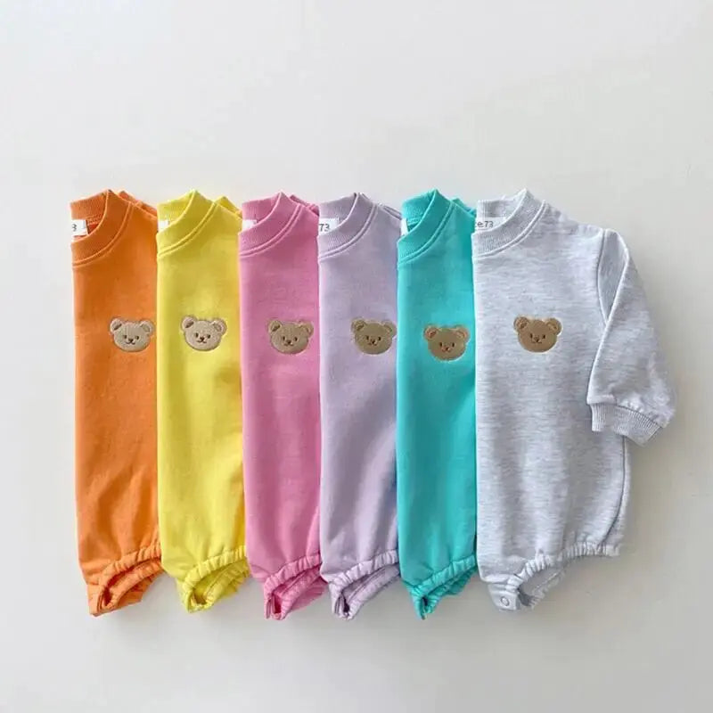 0-2Y Baby Long Sleeve Bear Sweatshirt Romper