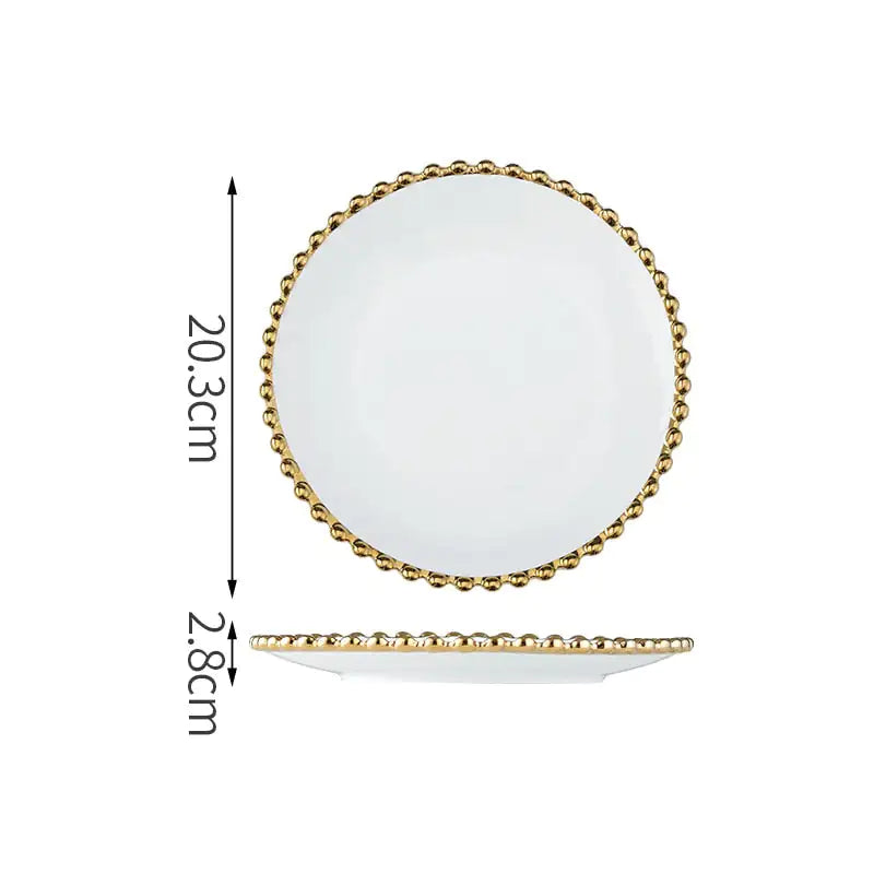 Nordic Gold Bead Ceramic Dinner Plates