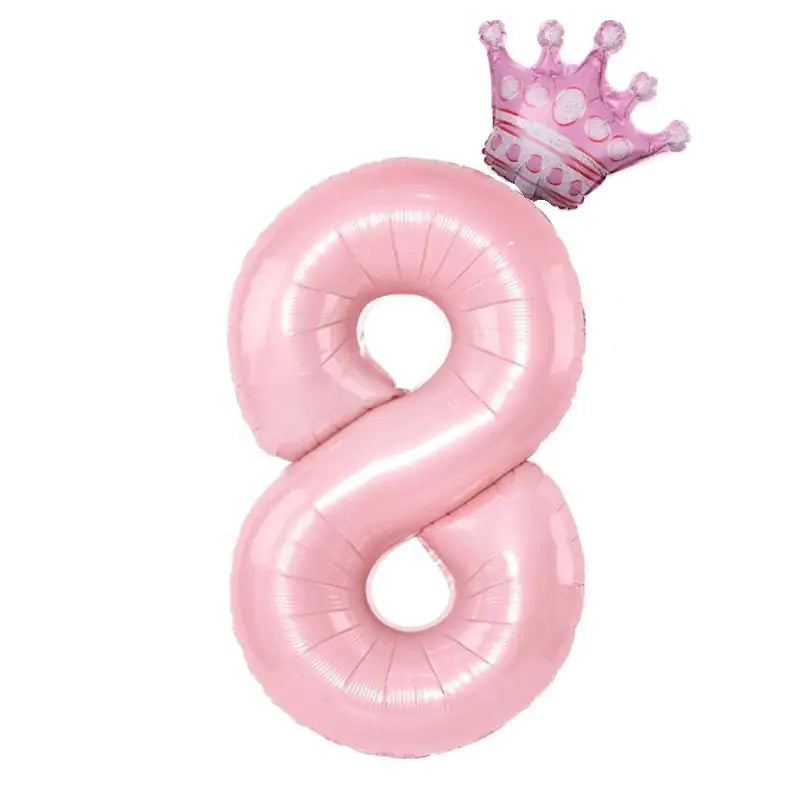 32inch Pastel Foil Number Balloon with Crown