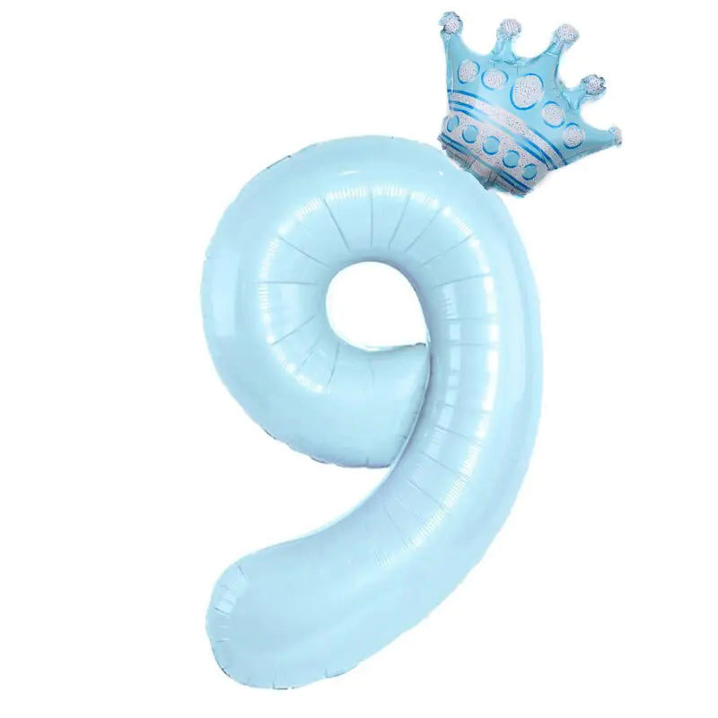 32inch Pastel Foil Number Balloon with Crown