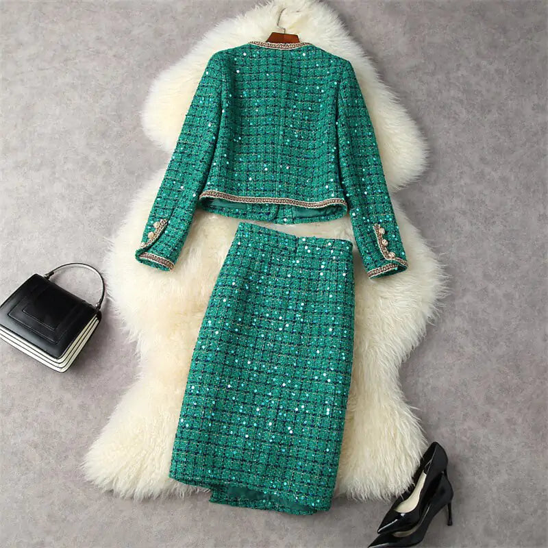 Elegant Runway Winter Tweed Set