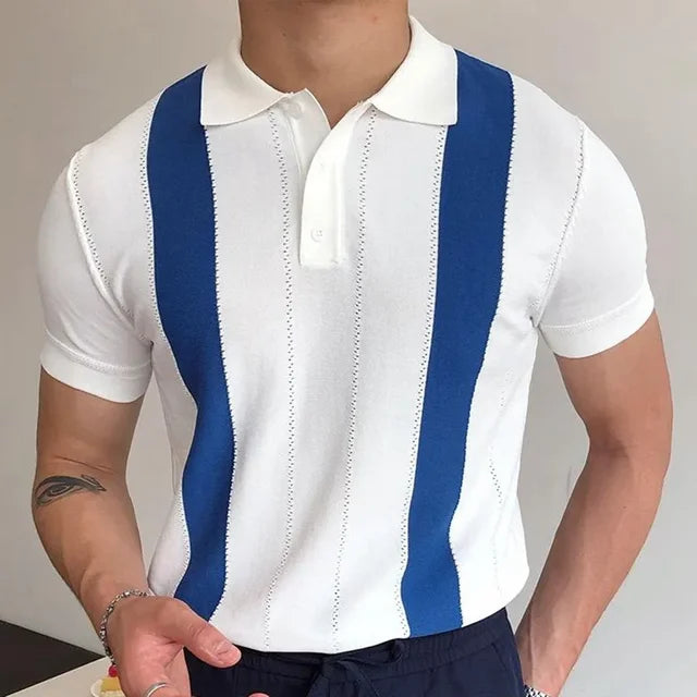 Elegant Short-sleeved Knitted Men Polo