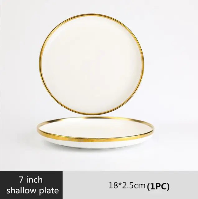 High-quality Matte Gilt Rim White Porcelain