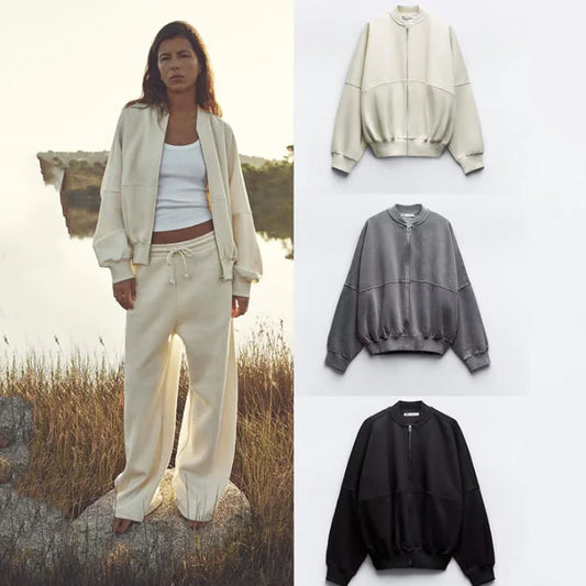 Zipper Bomber Jacket and Pants