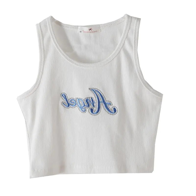 Embroidered Letters Crop Top