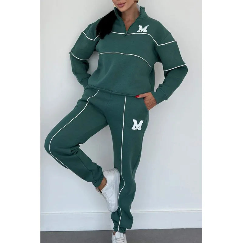 Women's Sweater Letter Long Sleeve Sports Suit