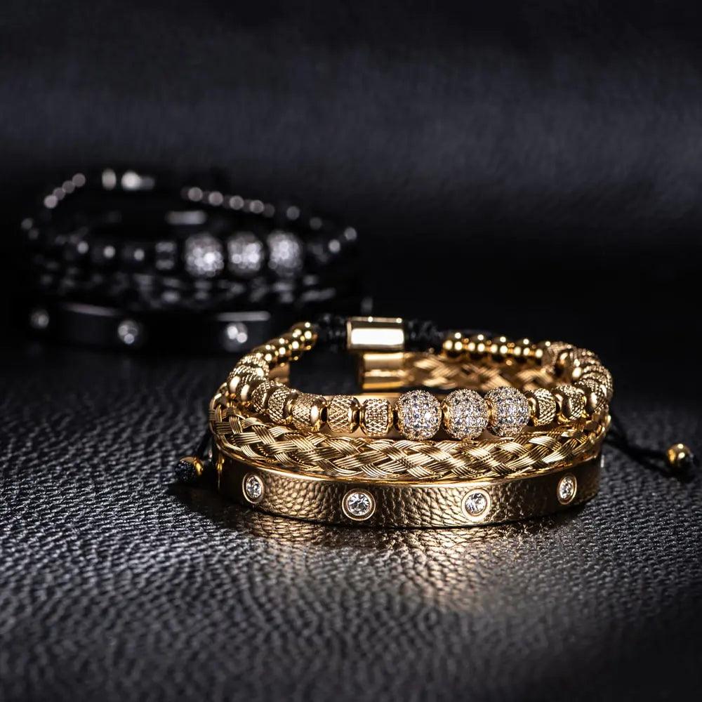 Luxury Micro Pave CZ Round Beads Men Bracelets