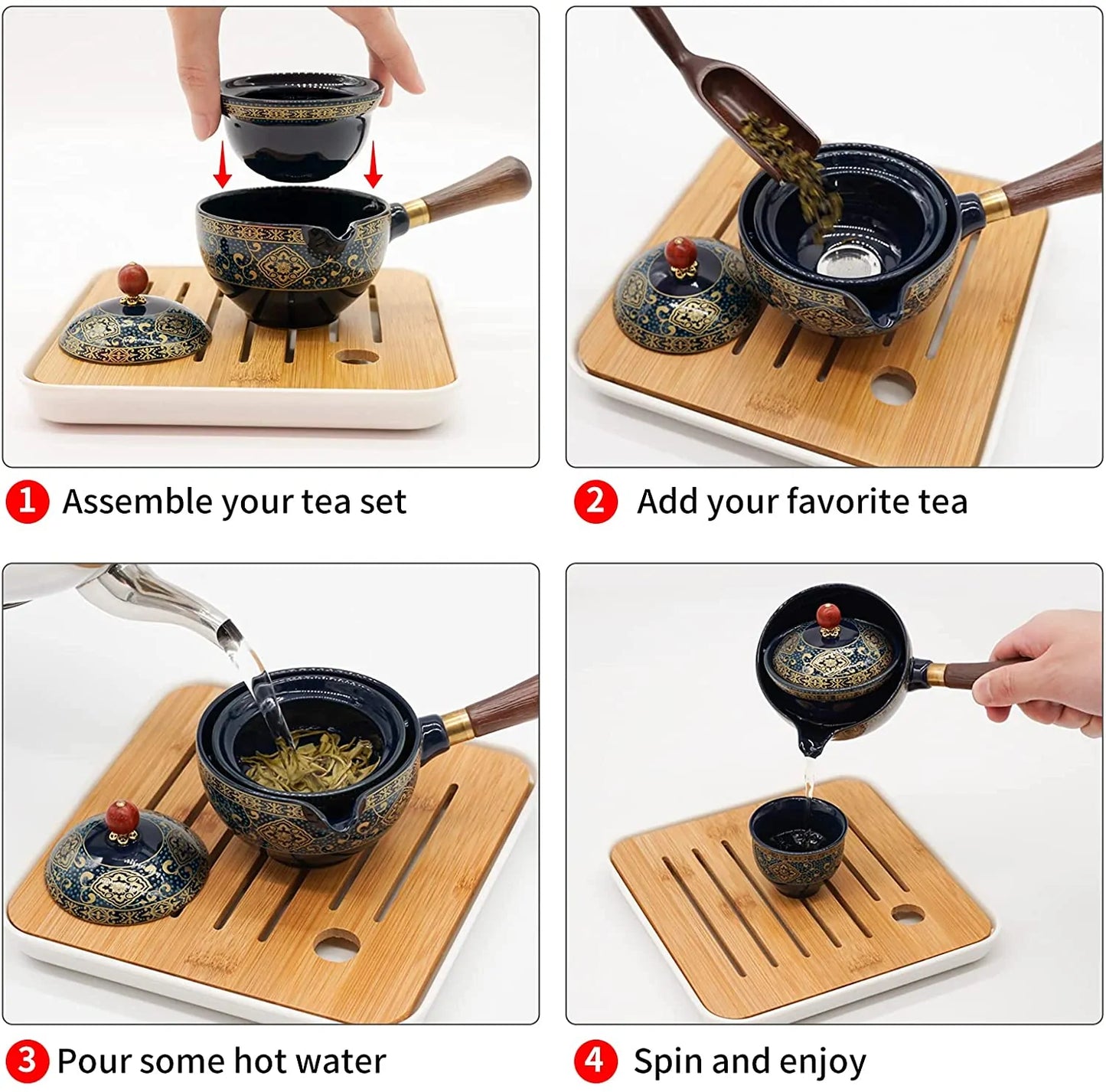 Portable Teapot Set with 360 Rotation