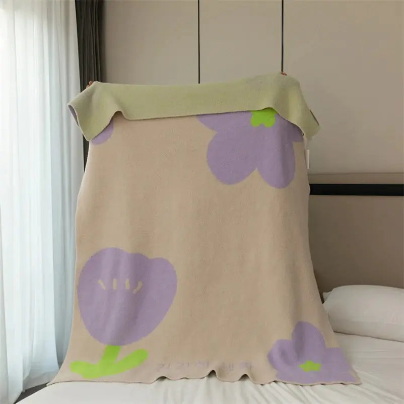 Korean Sunflower Velvet Knitted Blanket