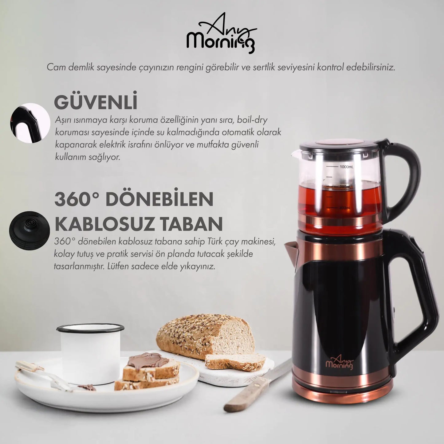 Any Morning Turkish Tea Maker,  2L - 68 oz