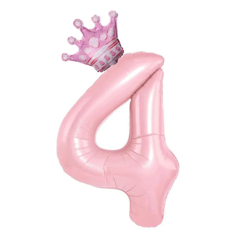 32inch Pastel Foil Number Balloon with Crown