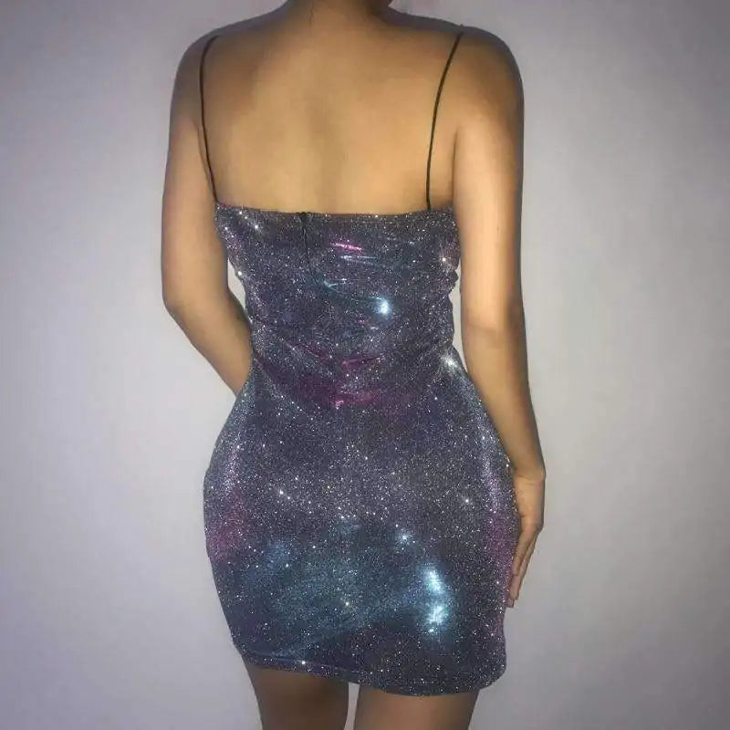 Sling Galaxy Backless Short Dress