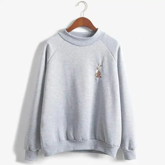 Rabbit Embroidery Grey Sweatshirt