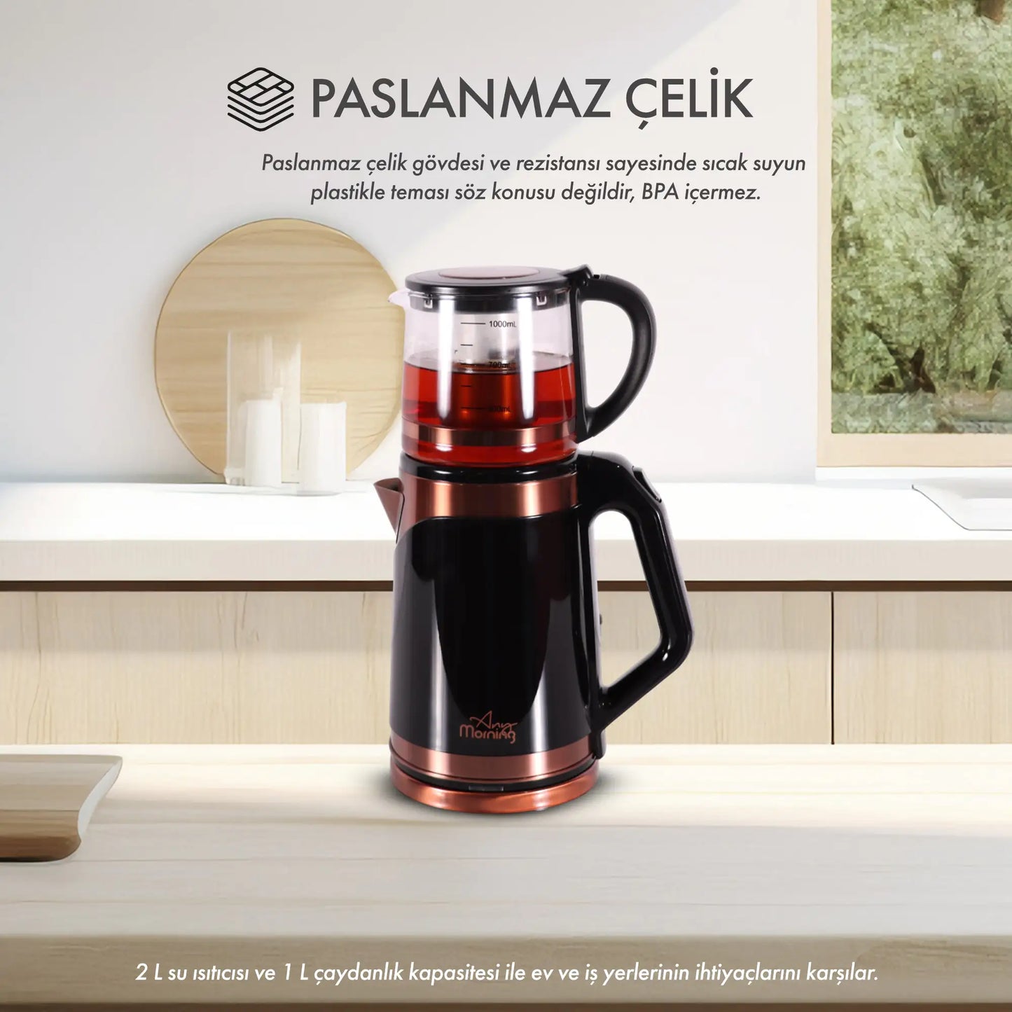 Any Morning Turkish Tea Maker,  2L - 68 oz