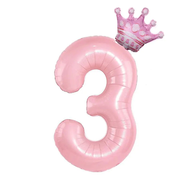 32inch Pastel Foil Number Balloon with Crown