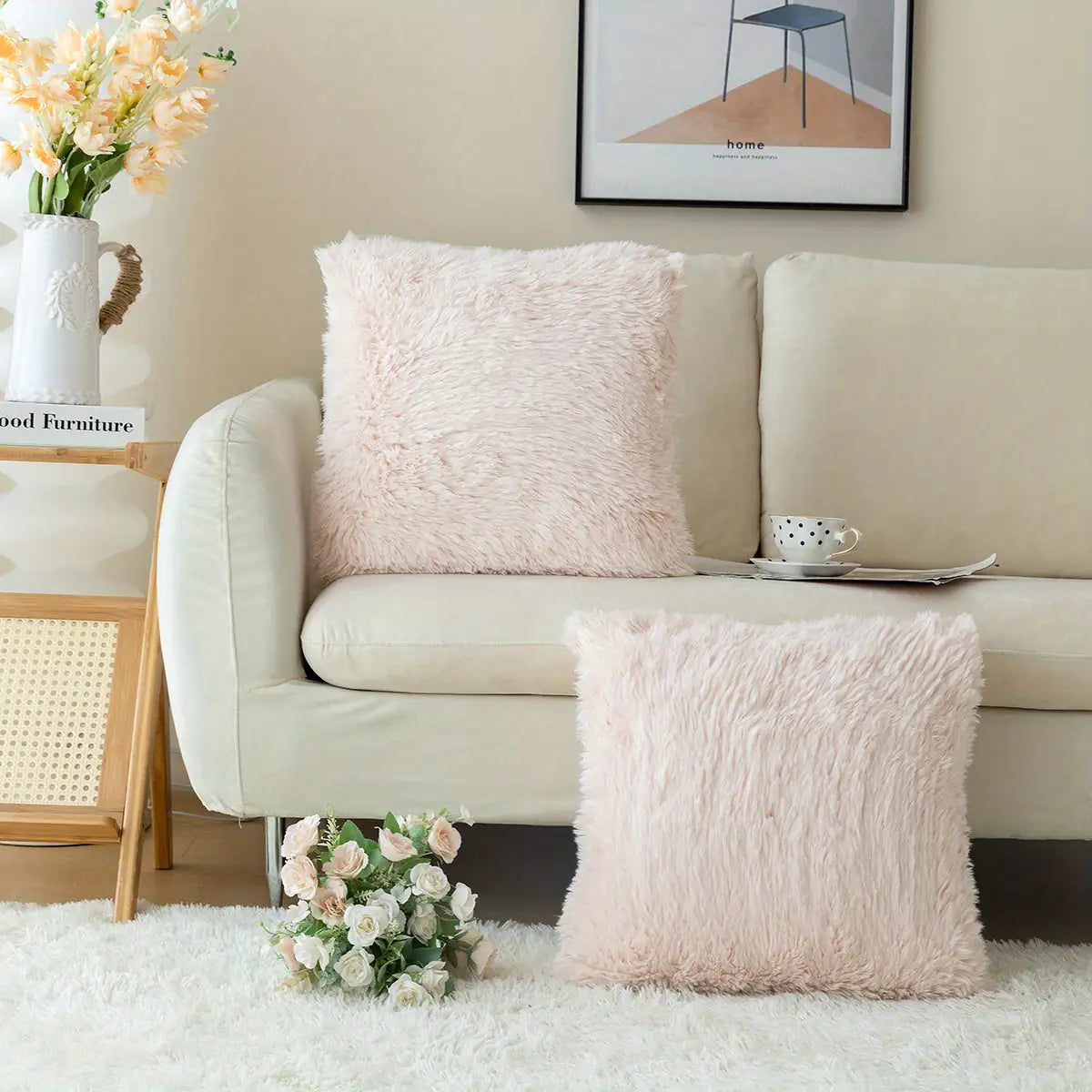 Soft Faux Fur Throw Pillow Covers