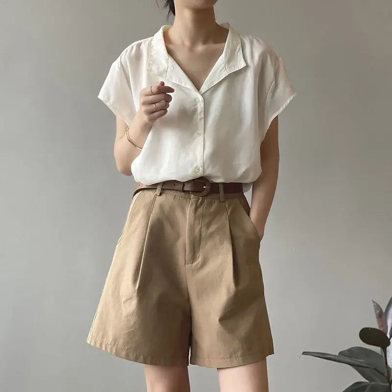 Pure Cotton Shorts High Waist