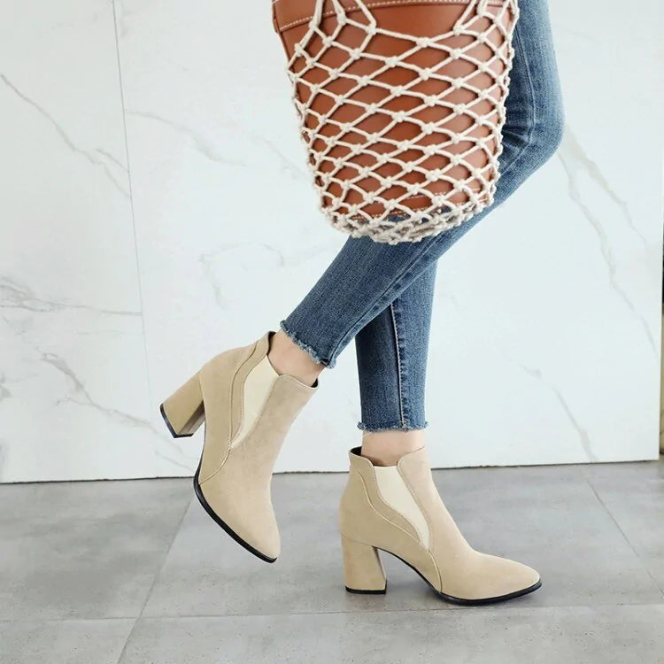 Korean Faux Suede Ankle Boots