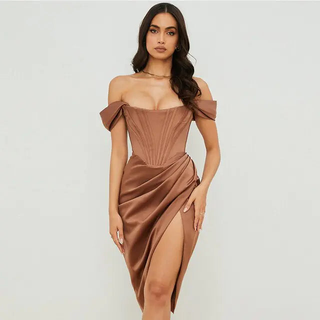 Satin Bodycon Corset Dress