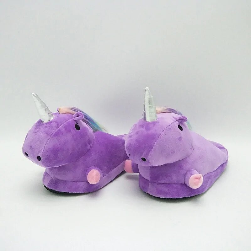 Unicorn Plush Slippers with LED Light