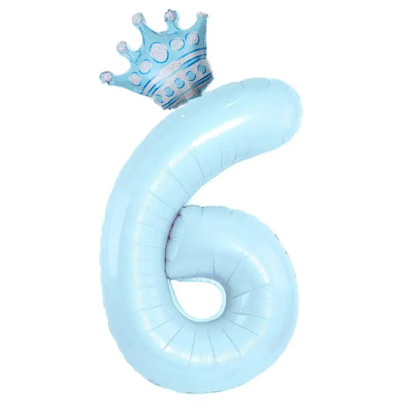 32inch Pastel Foil Number Balloon with Crown