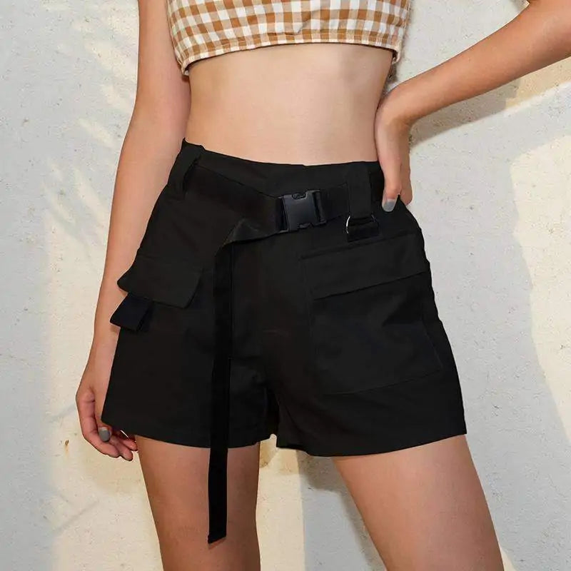 Casual Black High Waist Shorts