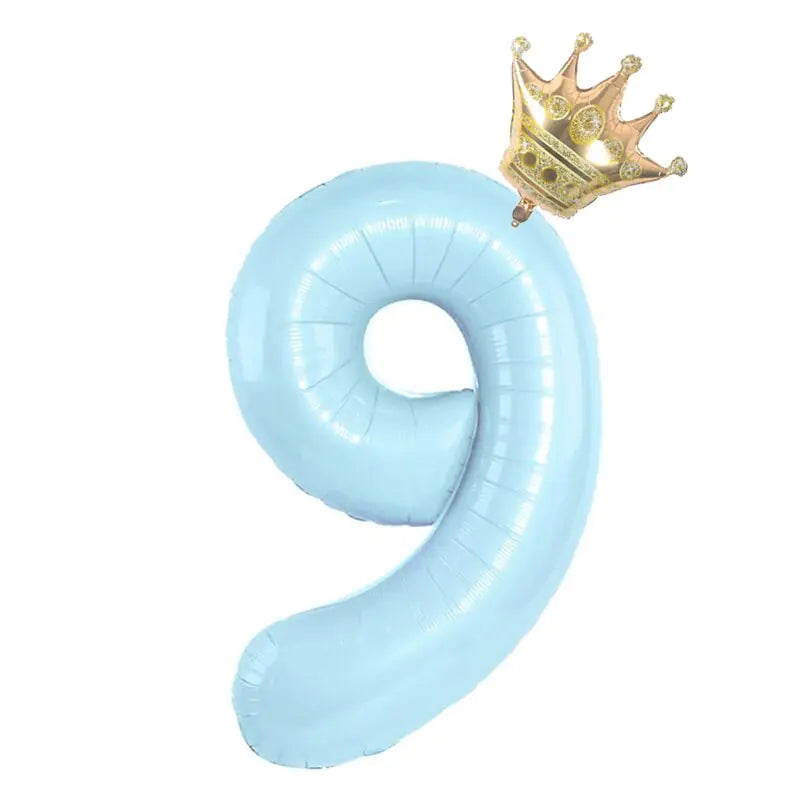 32inch Pastel Foil Number Balloon with Crown