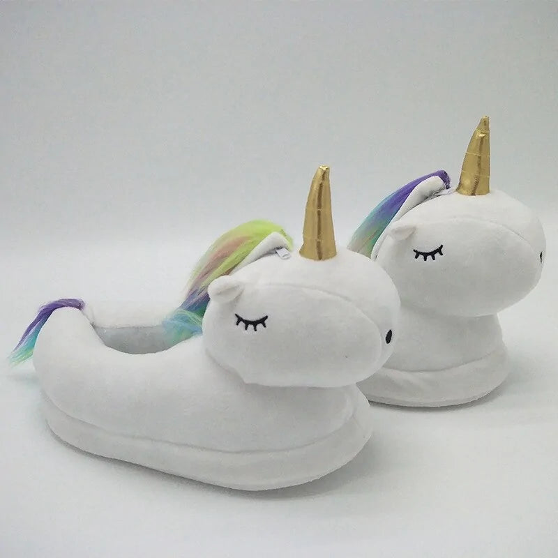 Unicorn Plush Slippers with LED Light