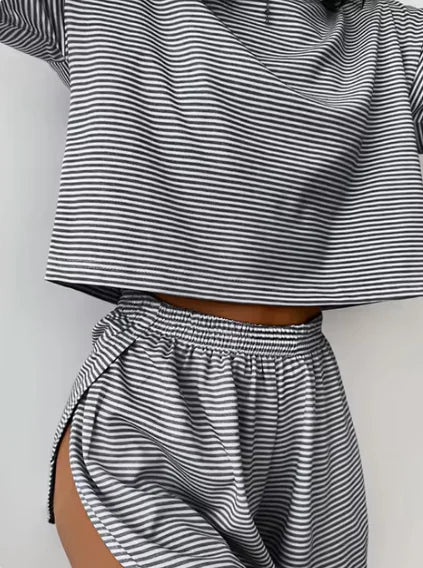 Striped Cotton Pyjama Set for Women