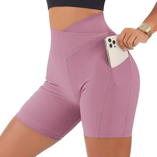 Sports Women High Waist Workout Seamless Fitness Yoga Shorts