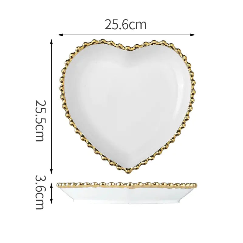 Nordic Gold Bead Ceramic Dinner Plates