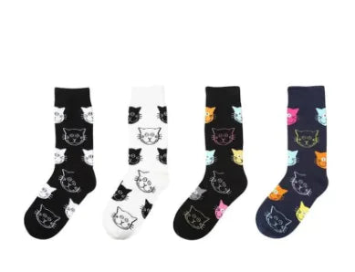 4 Pairs Silly Cat Cotton Socks