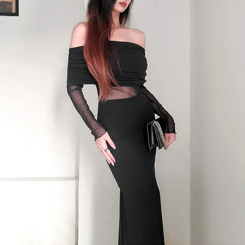 Elegant Off Shoulder Black Dress