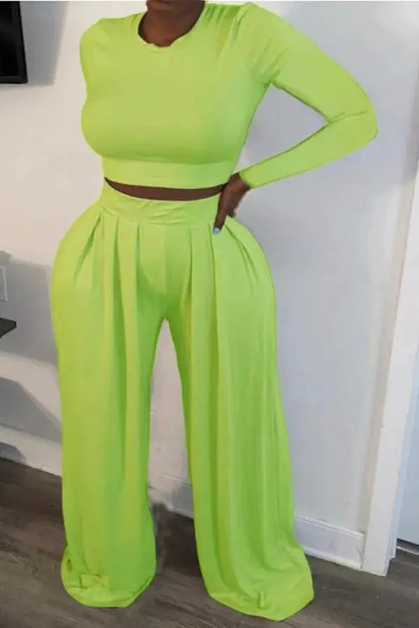 Wide Two-Piece high-waist pants Set