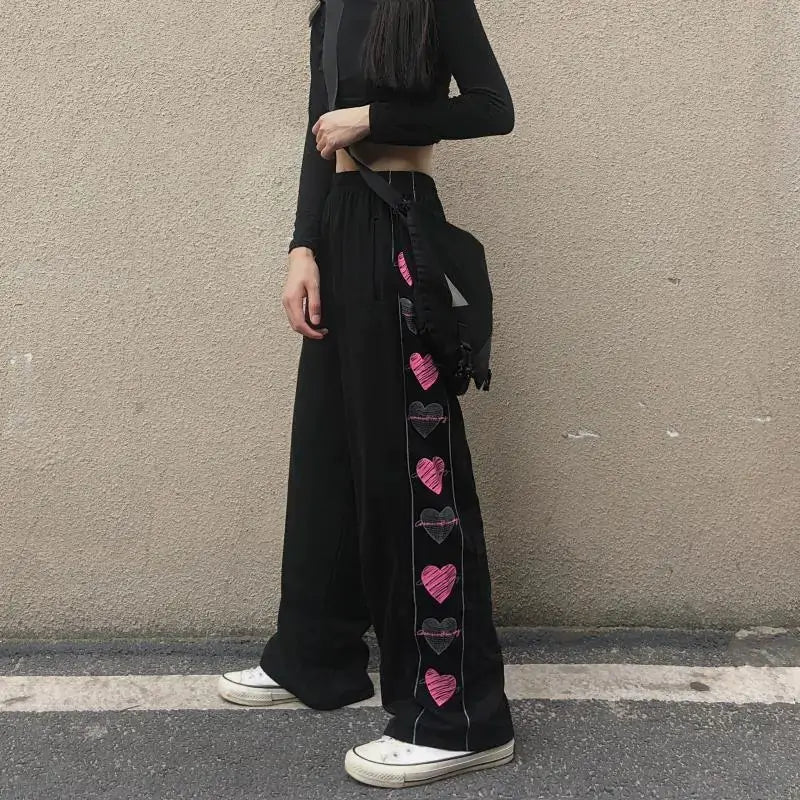 Women Wide Leg Hearts Pants