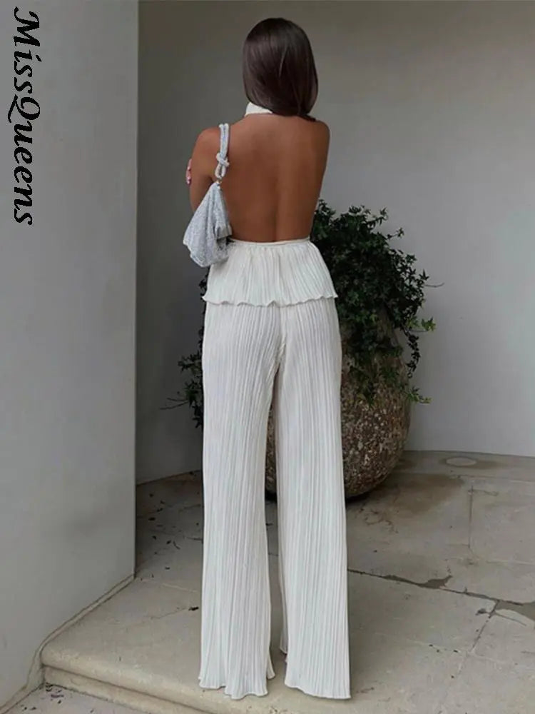 Trouser Suit Elegant Wide Leg Pants