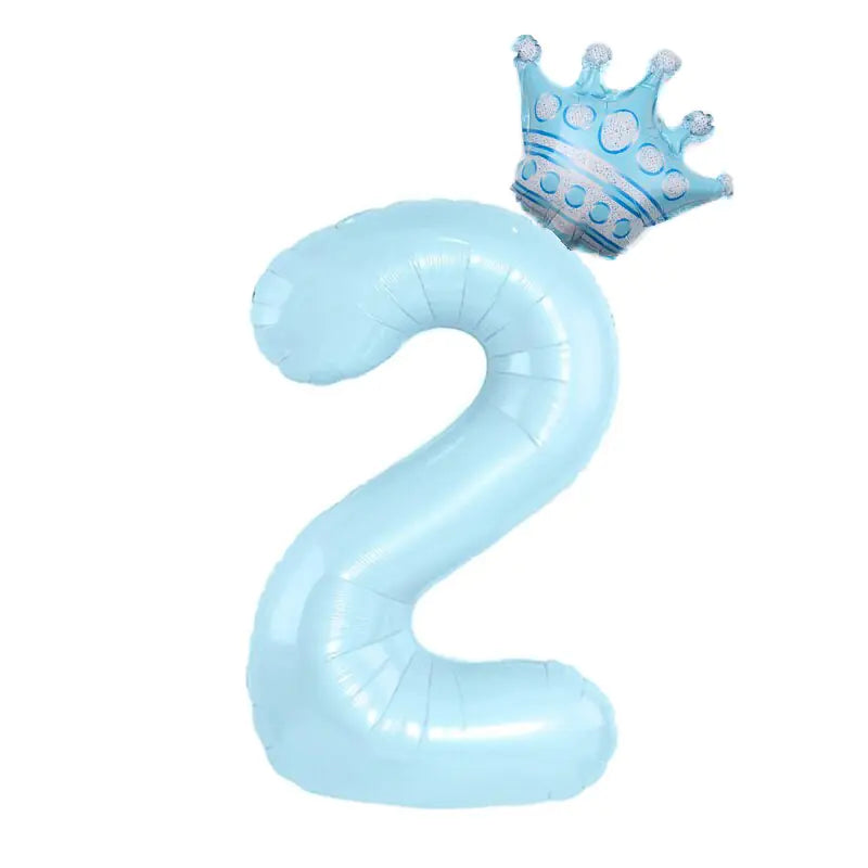 32inch Pastel Foil Number Balloon with Crown