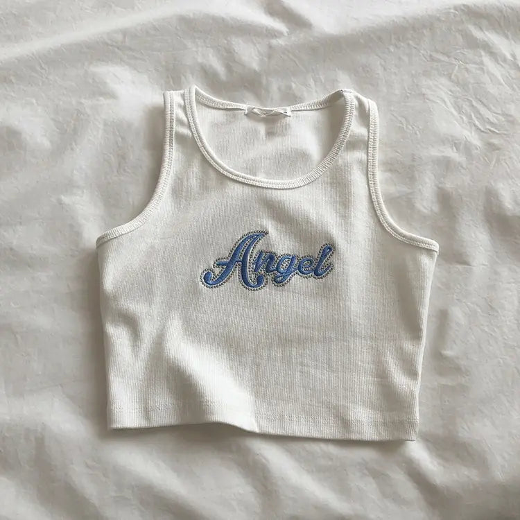 Embroidered Letters Crop Top